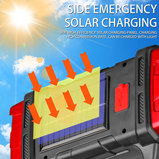 Multifunctional Solar Handheld Flashlight With Power Bank LED USB Rechargeable Work Torch For Camping Fishing Searching